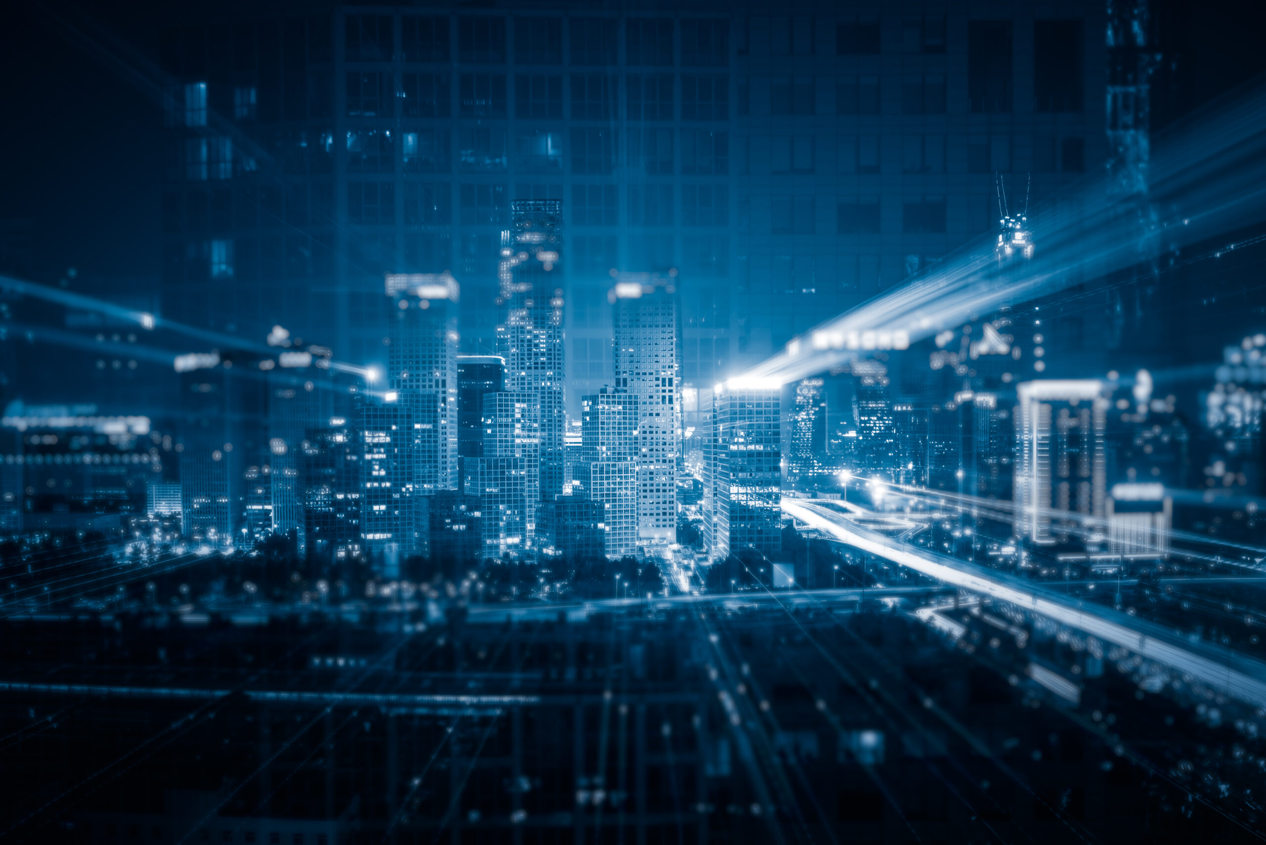 Cidade com cores em movimento - soluções Iot